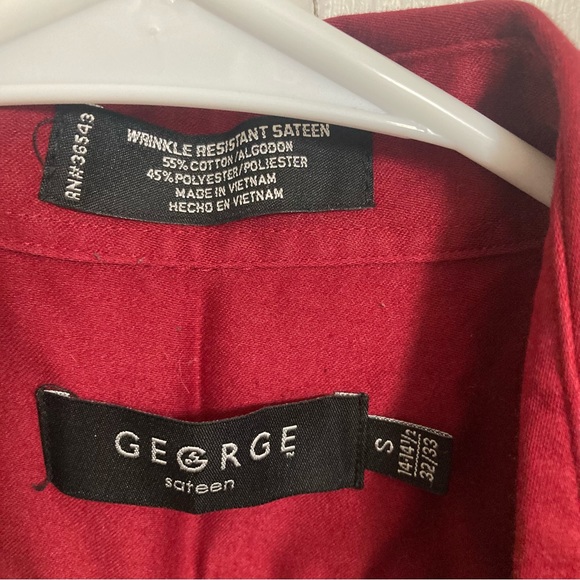 Mens George red sateen button down shirt size small - Picture 3 of 3
